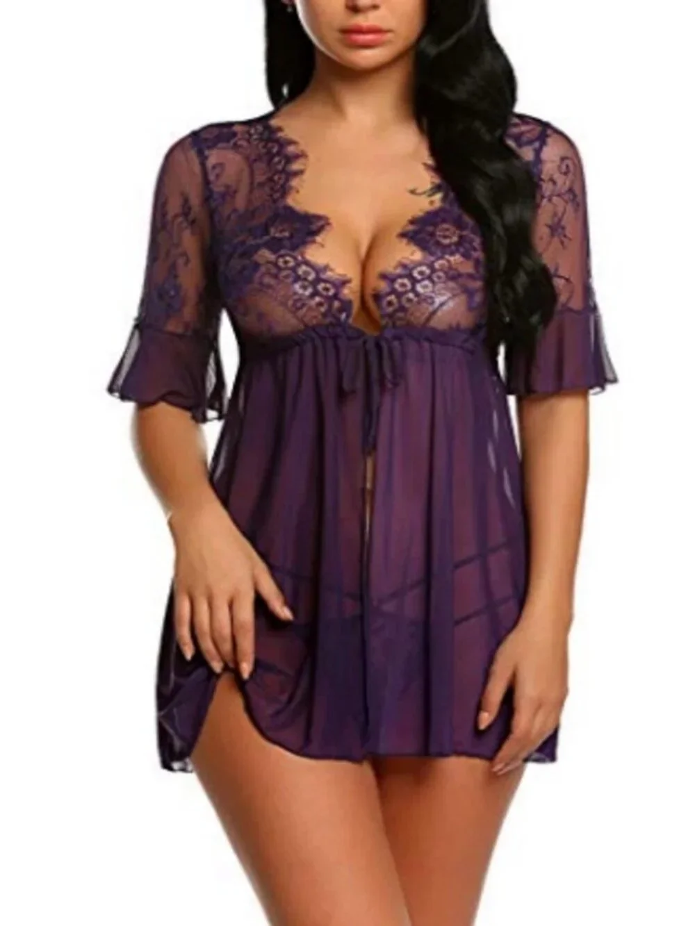 Women's Sexy-Lingerie Babydoll Sleepwear Underwear Lace Dress Nightwear